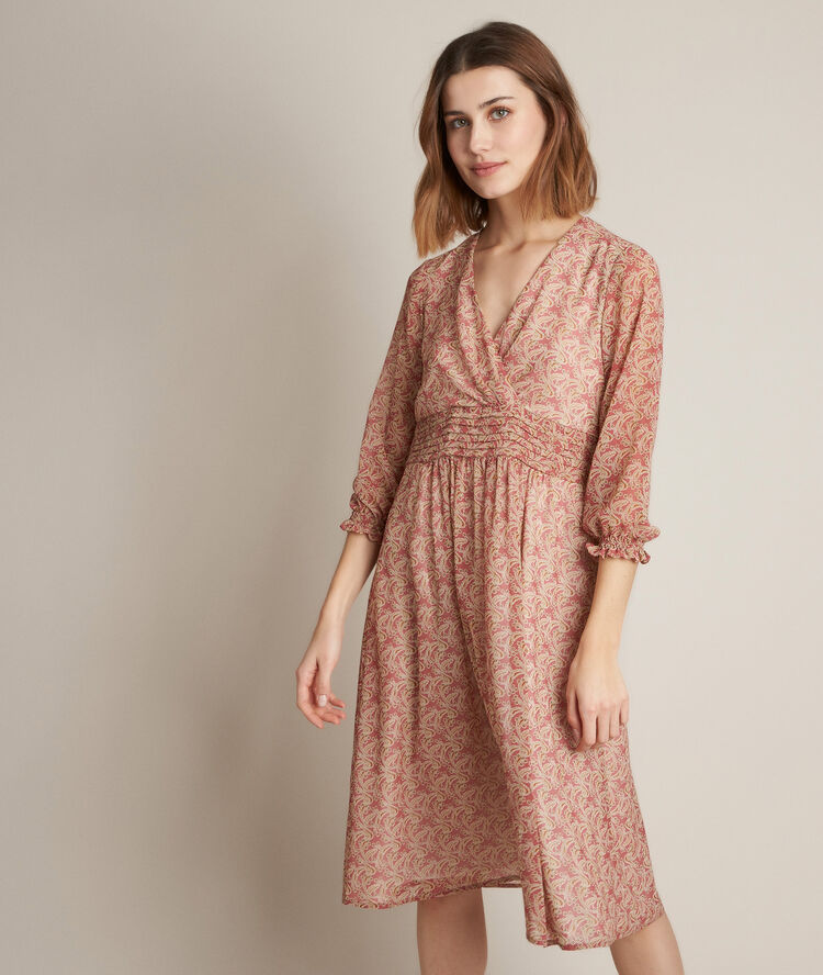 Robe imprim&eacute;e cleopatre groseille.