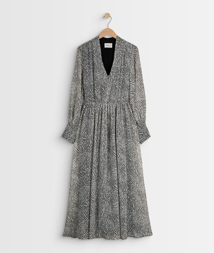 Robe longue imprimée nancy noir.
