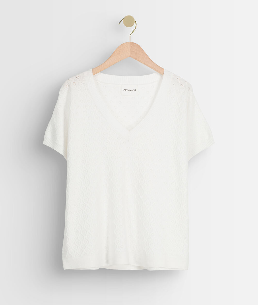 Pull viscose ecovero® ajouré écru aline ecru.