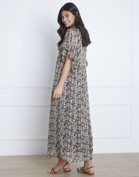 Robe noire imprimée longue Lavina | 1-2-3 Robe noire imprimée longue Lavina PhotoZ | 1-2-3
