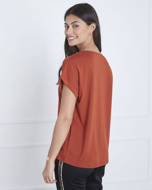 Schnür-t-shirt in braun papeete sand.