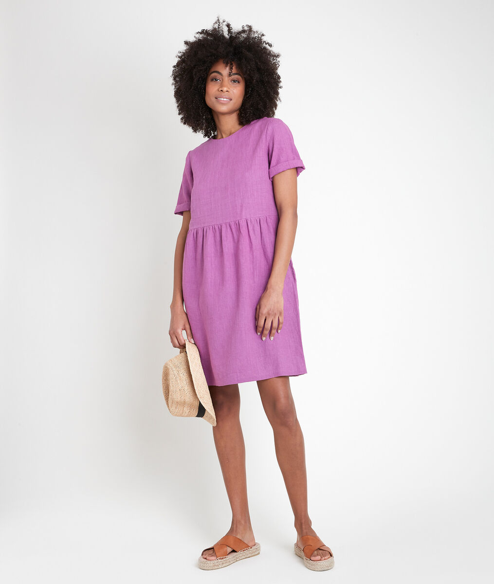 Robe en lin certifié violette Latoya | 1-2-3 Robe en lin certifié violette Latoya PhotoZ | 1-2-3