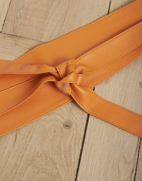 Ceinture en cuir large orange à nouer Raul | 1-2-3 Ceinture en cuir large orange à nouer Raul PhotoZ | 1-2-3