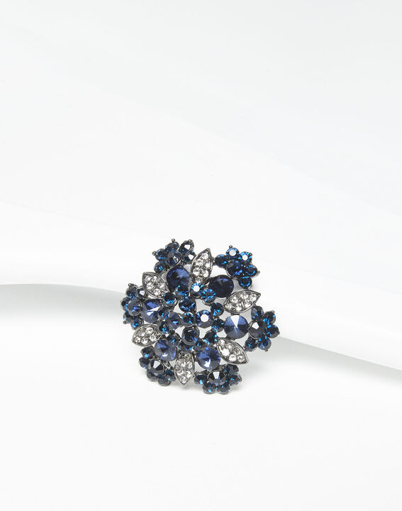 Broche florale argentée et marine Xane | 1-2-3 Broche florale argentée et marine Xane PhotoZ | 1-2-3