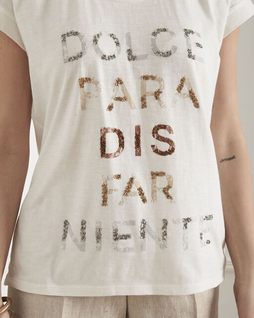 Tee-shirt écru imprimé message petra ecru.