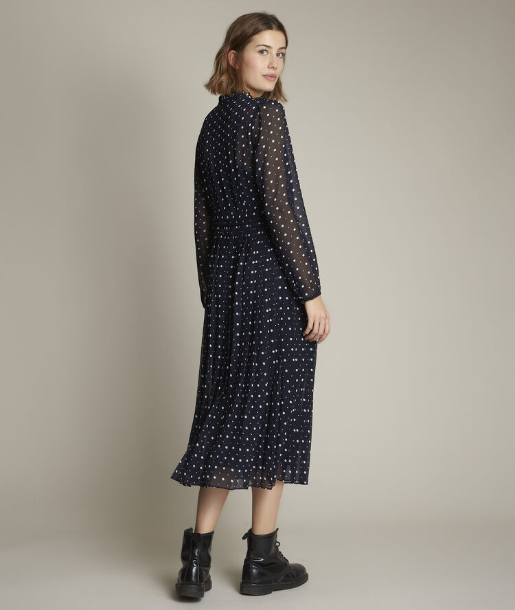 Robe longue à pois caliste marine.