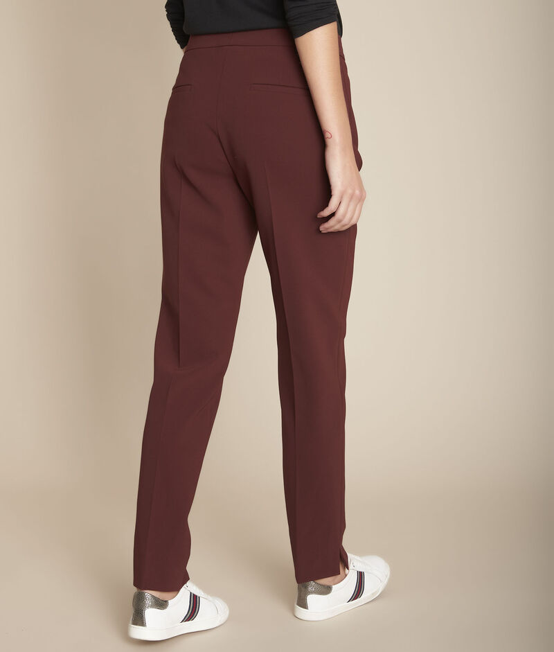 Pantalon en microfibre cigarette marron lara marron fonce.