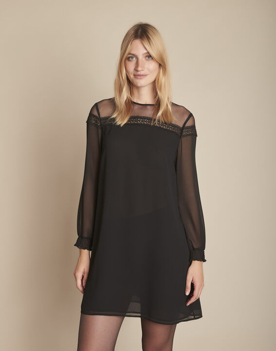 Robe noire en tulle brodée Renee | 1-2-3 Robe noire en tulle brodée Renee PhotoZ | 1-2-3