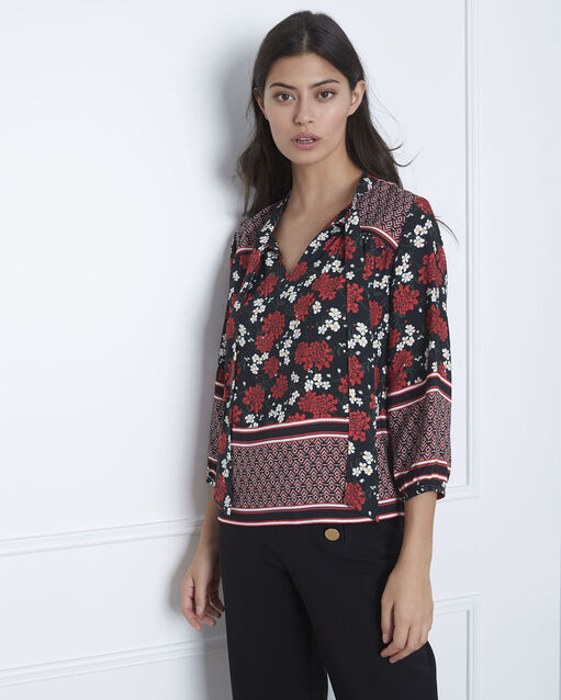 Blouse noire imprimé fleuri vladia noir.