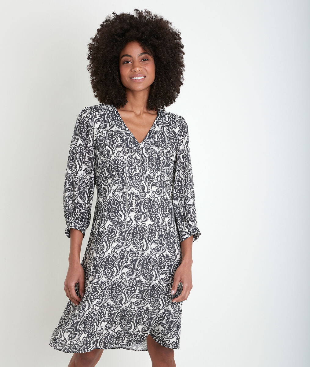 Bedrucktes Kleid aus Kaschmir Claudiane | 1-2-3 Bedrucktes Kleid aus Kaschmir Claudiane PhotoZ | 1-2-3