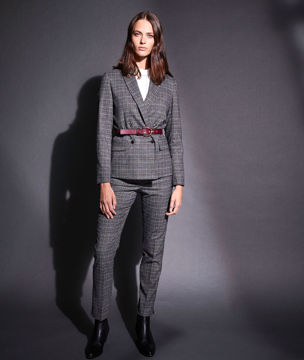 Pantalon cigarette à carreaux harry anthracite.