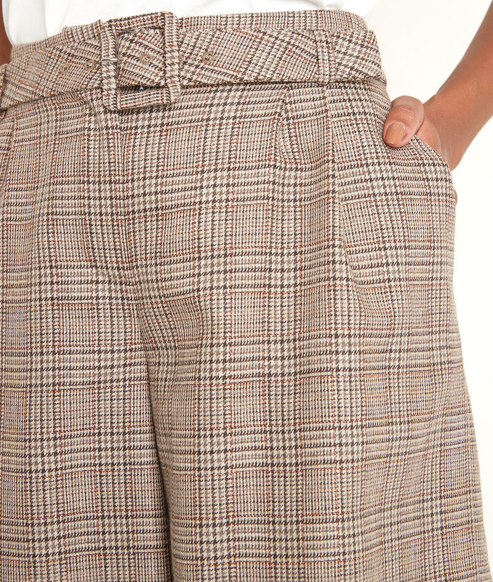 Short à carreaux mathis camel clair.