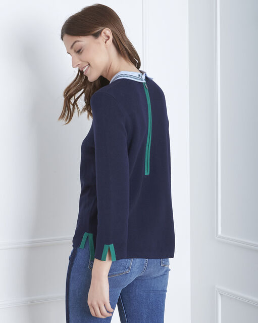 Pull marine encolure fantaisie altesse marine.