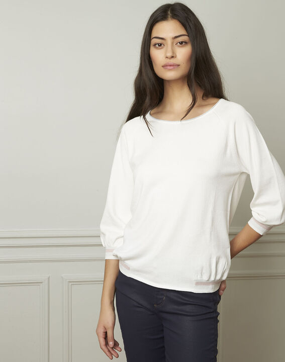 Pull blanc esprit sporty détails lurex Amarante | 1-2-3 Pull blanc esprit sporty détails lurex Amarante PhotoZ | 1-2-3