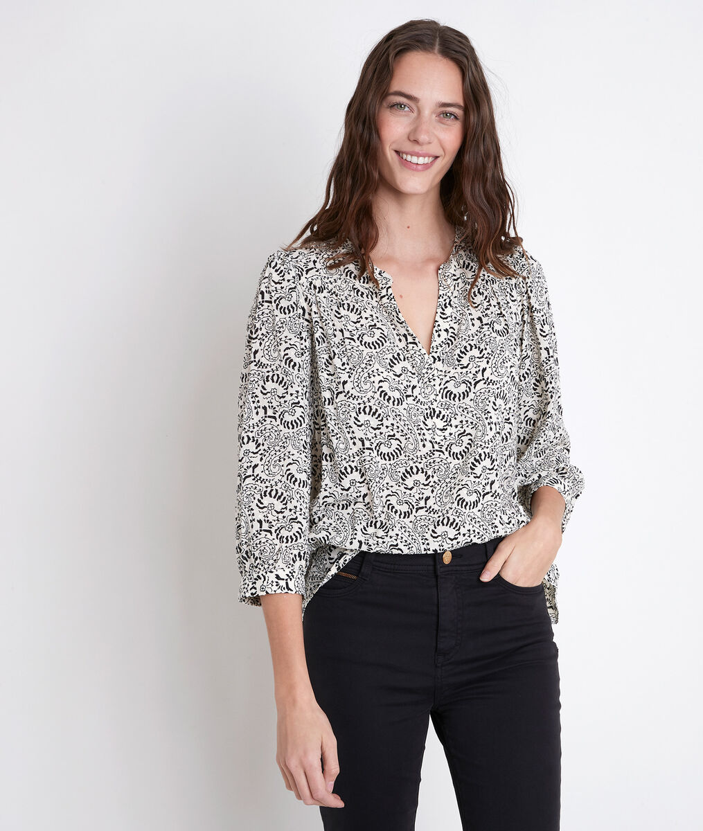 Blouse écrue imprimé fleuri Elsa | 1-2-3 Blouse écrue imprimé fleuri Elsa PhotoZ | 1-2-3