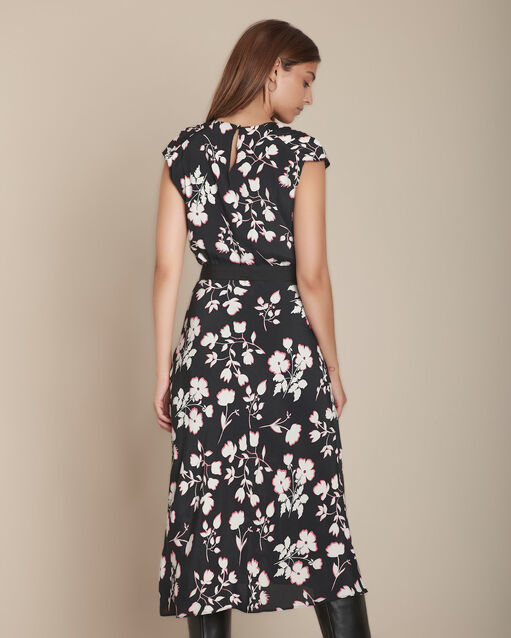 Robe noire imprimé fleuri romance noir.