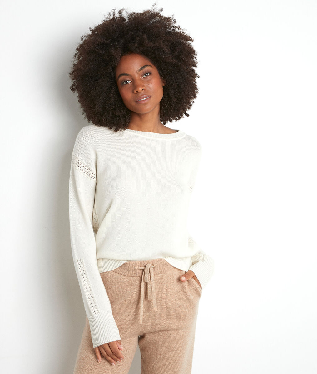 Pull en laine recyclé blanc Tobby | 1-2-3 Pull en laine recyclé blanc Tobby PhotoZ | 1-2-3