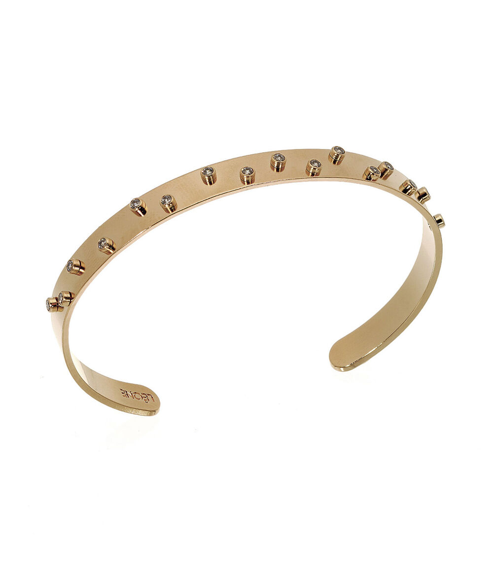 Bracelet jonc zircons or bijoux l&eacute;one.