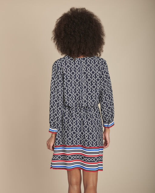 Robe imprimée ceinturée ilissa marine.