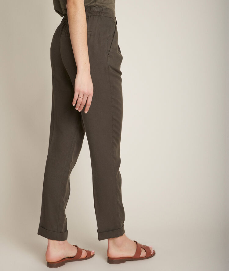 Pantalon chino kaki en lyocell idylle kaki.