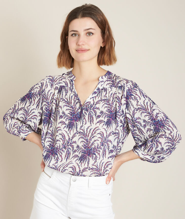 Blouse imprim&eacute;e elsa bis pourpre.