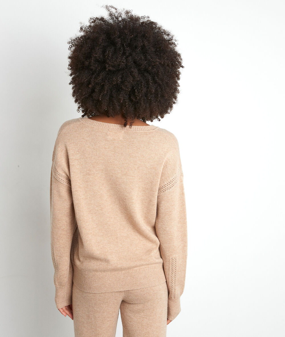 Pull en laine recyclé beige tobby camel clair.