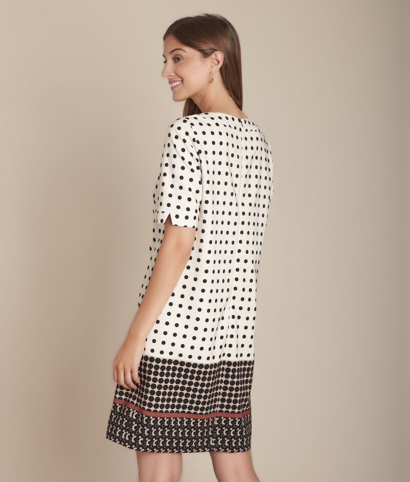 Robe beige imprimé pois iliane camel.