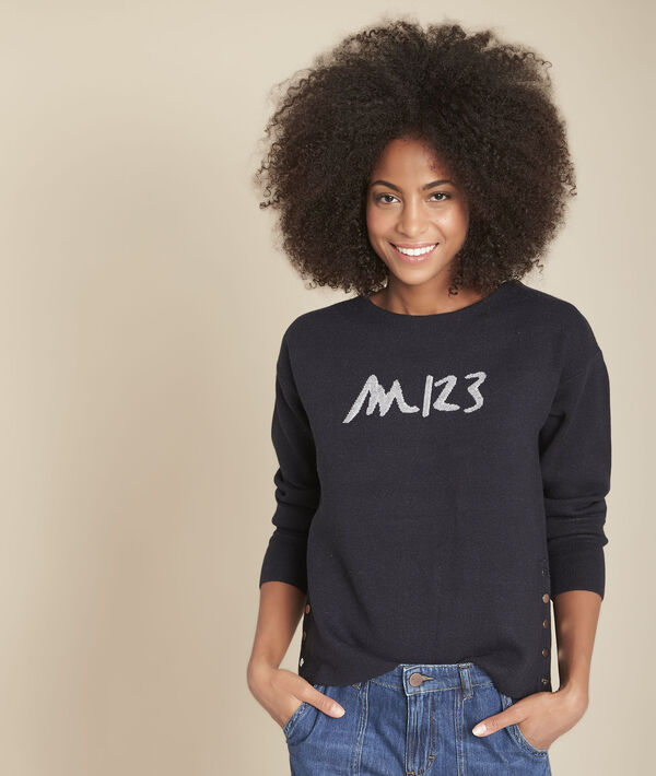 Pull marine avec logo Fidji | 1-2-3 Pull marine avec logo Fidji PhotoZ | 1-2-3
