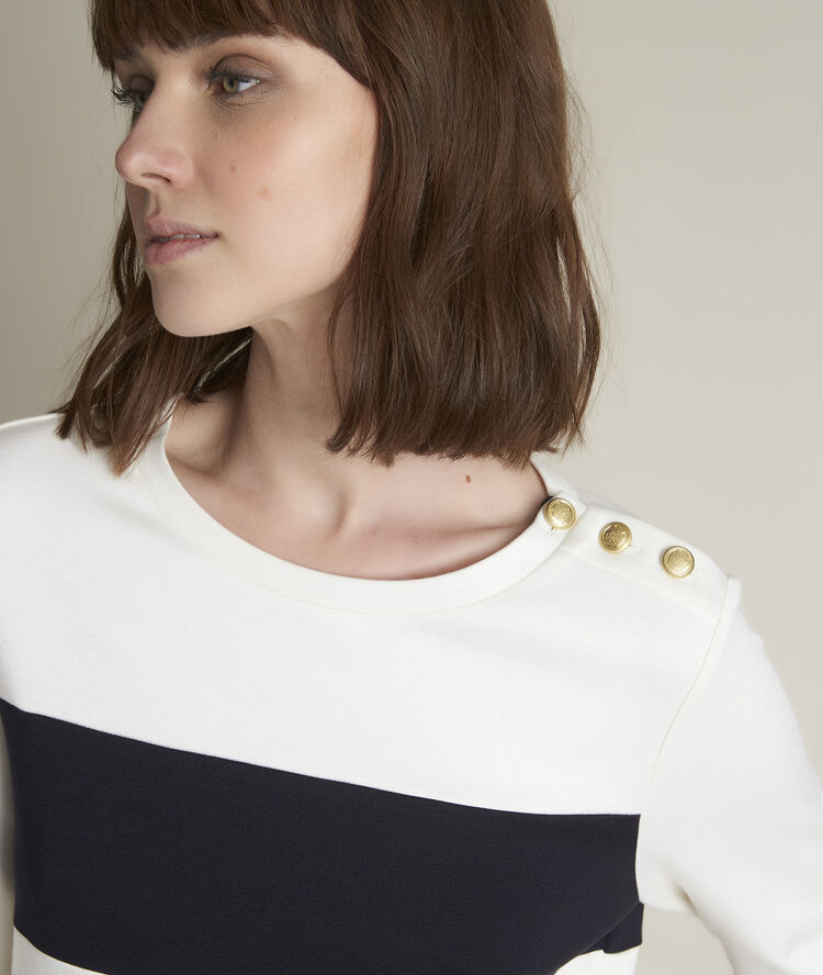 Sweat rayé rivage ecru.