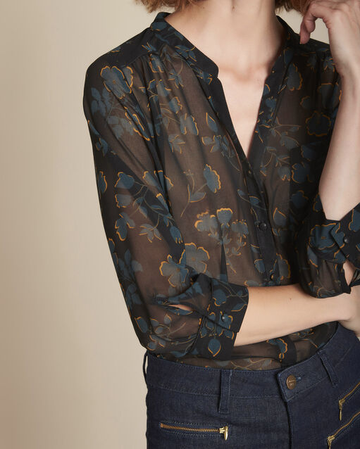 Blouse imprimé fleuri magane noir.