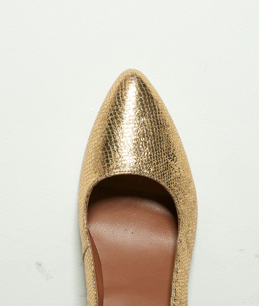 Escarpins en cuir texturé or hagathe or.