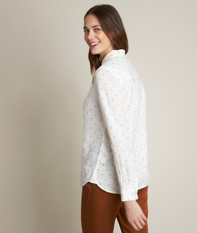 Chemise en lin à pois eloi cannelle.
