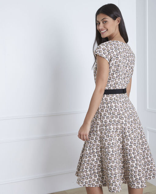 Robe poudre jacquard ceinture bijou hortense poudre.