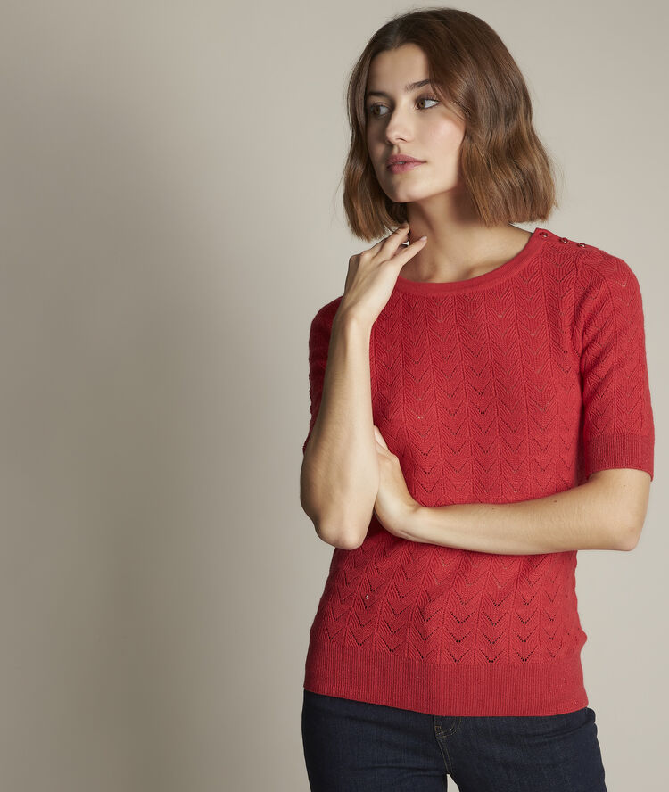 Pull ajouré dali fraise.
