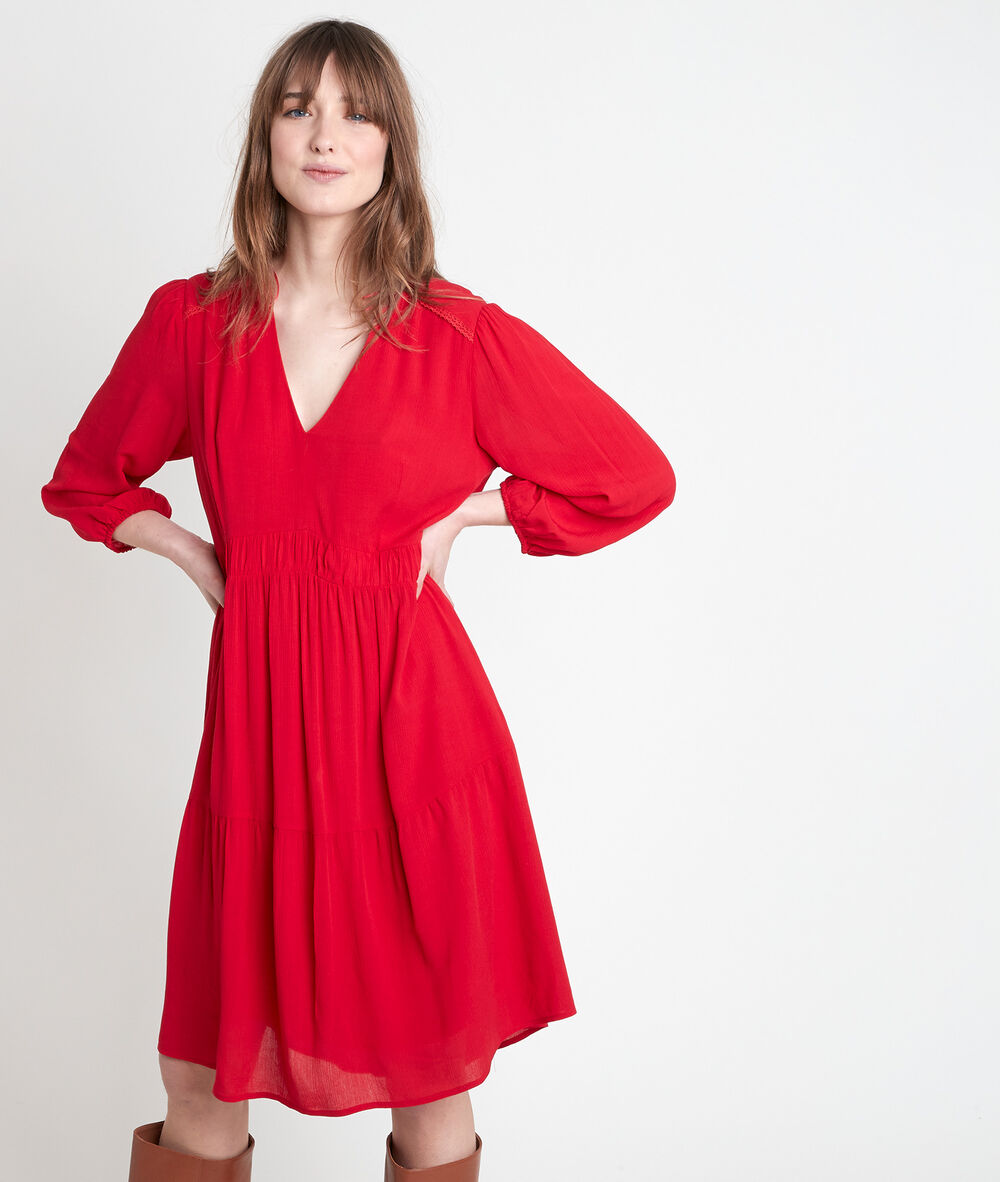 Robe en cr&ecirc;pe rouge minette rouge.