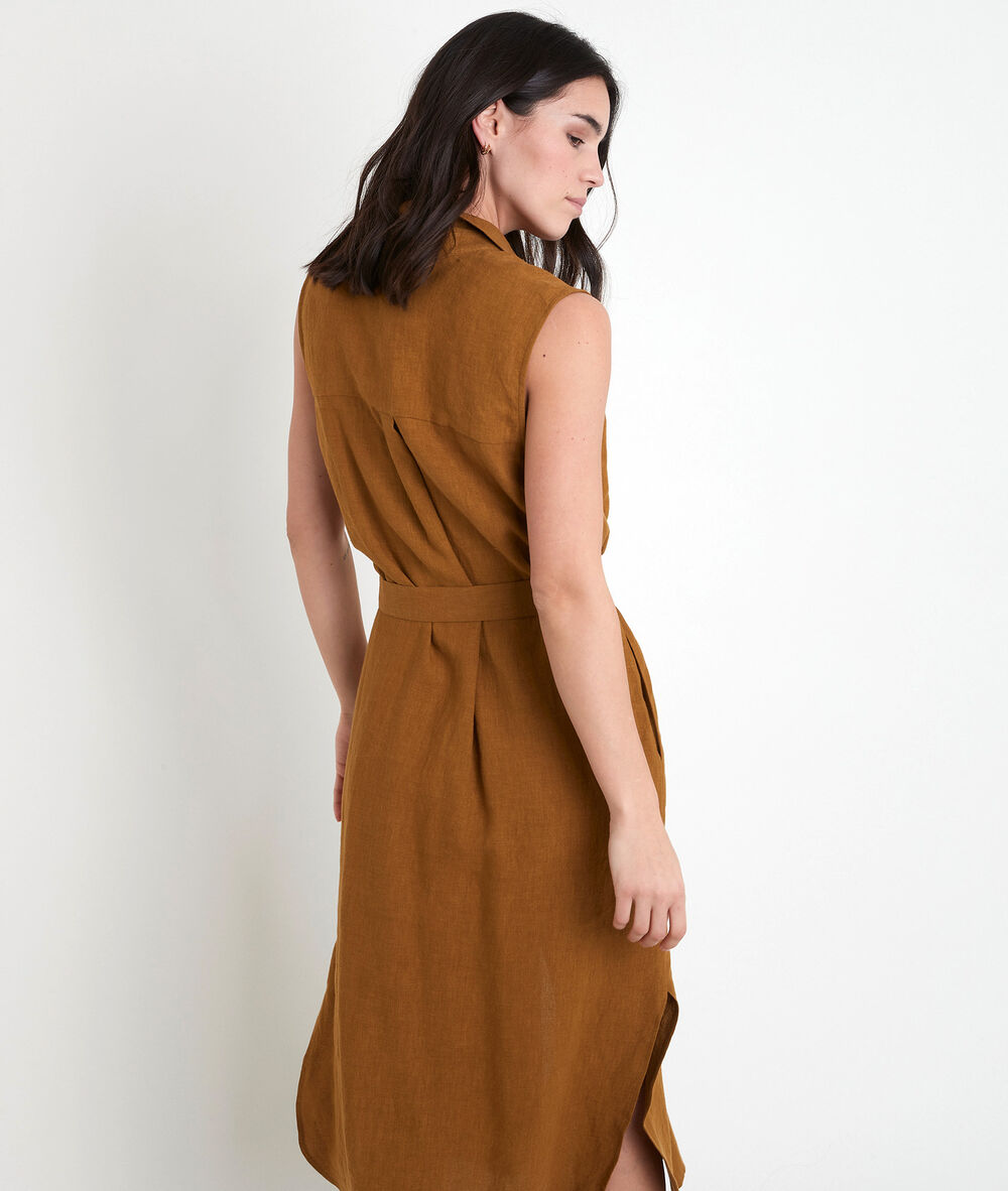 Robe chemise en lin certifié bronze cyrielle bronze.