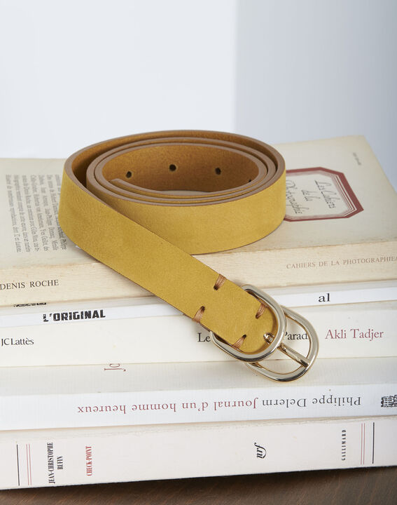 Ceinture jaune fine double boucle en cuir Quorentin | 1-2-3 Ceinture jaune fine double boucle en cuir Quorentin PhotoZ | 1-2-3