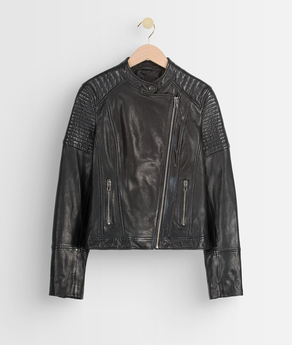 Blouson de motard en cuir noir ridley noir.
