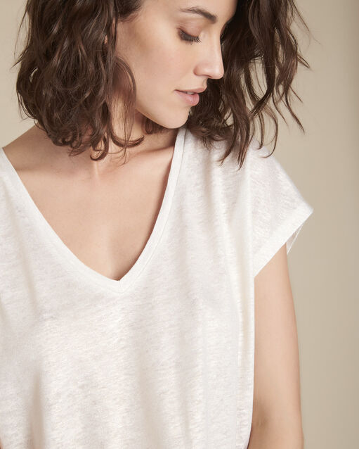 Sandfarbenes, glänzendes T-Shirt, Caliente (1) - Maison 123