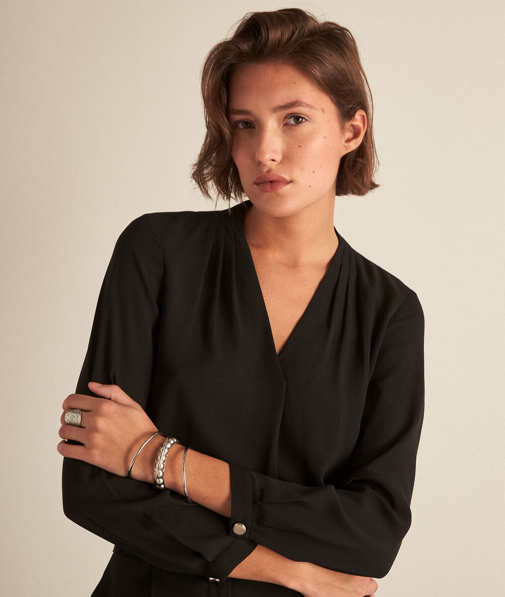 Blouse bimatière noire Davina | 1-2-3 Blouse bimatière noire Davina PhotoZ | 1-2-3