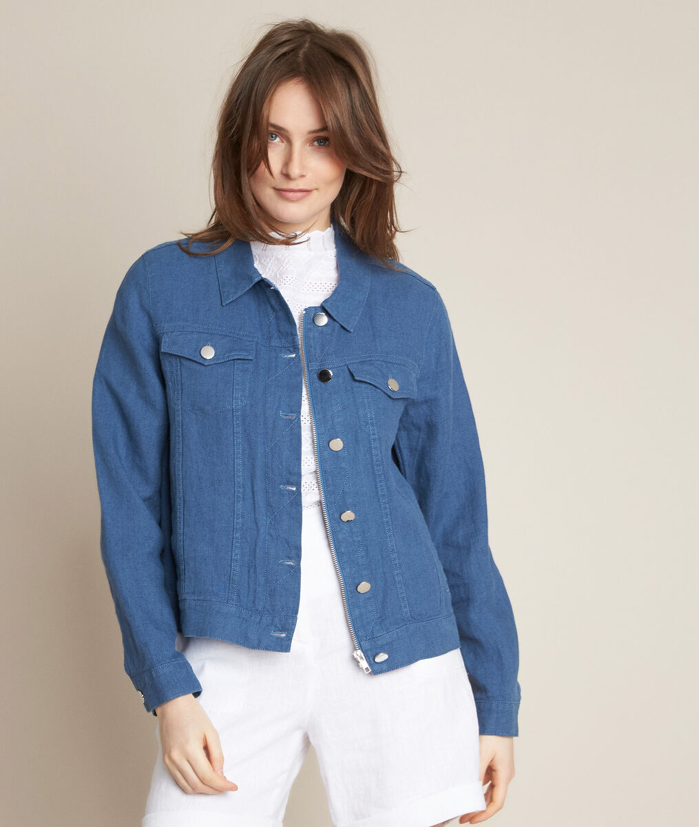 Veste en lin indigo Clem | 1-2-3 Veste en lin indigo Clem PhotoZ | 1-2-3