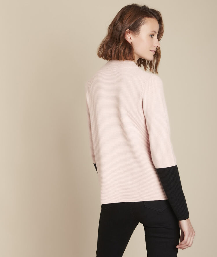Pull bicolore ottoman flower poudre.