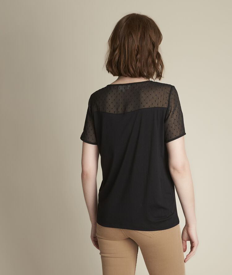 Tee-shirt plumetis romane noir.