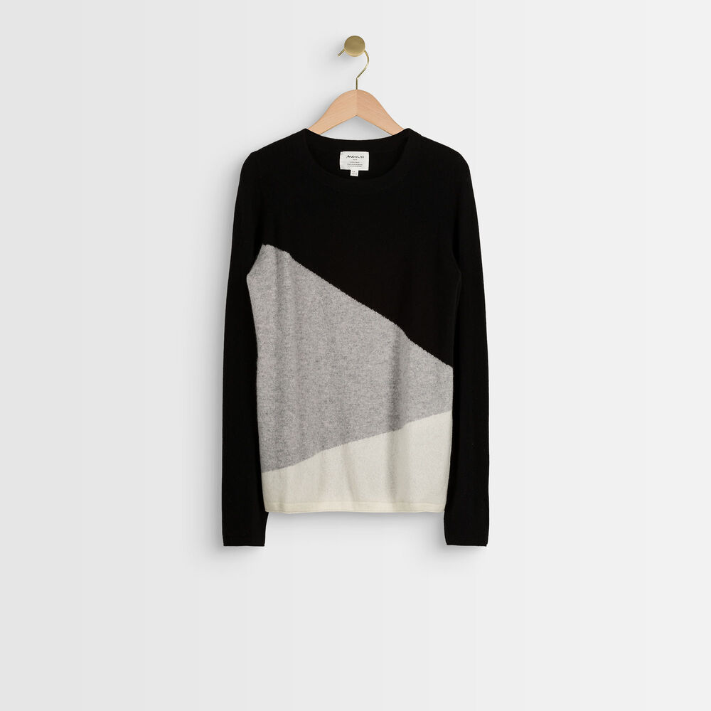 Pull en cachemire colorblock raven noir.