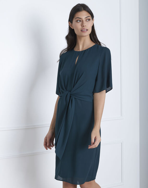Robe vert foncé drapée Hermine | 1-2-3 Robe vert foncé drapée Hermine PhotoZ | 1-2-3