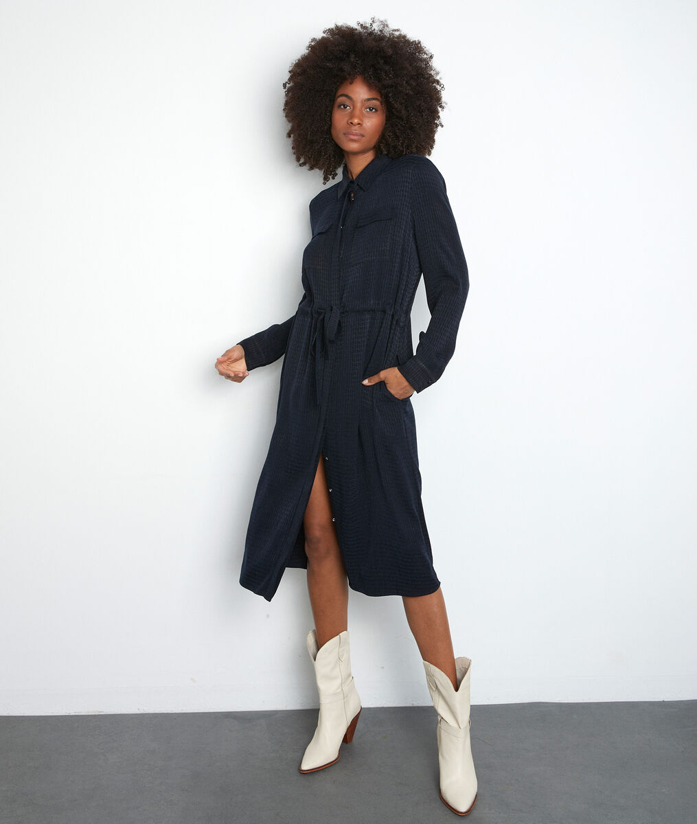 Robe mi-longue bleu marine Sylvie | 1-2-3 Robe mi-longue bleu marine Sylvie PhotoZ | 1-2-3