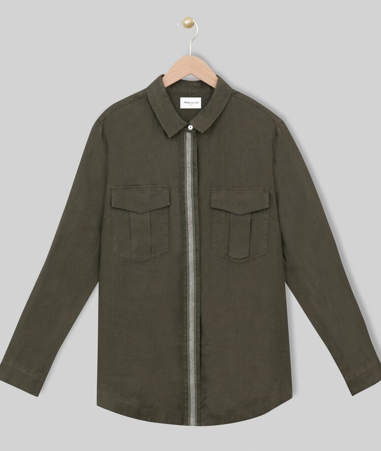 Chemise en lin ermione kaki.