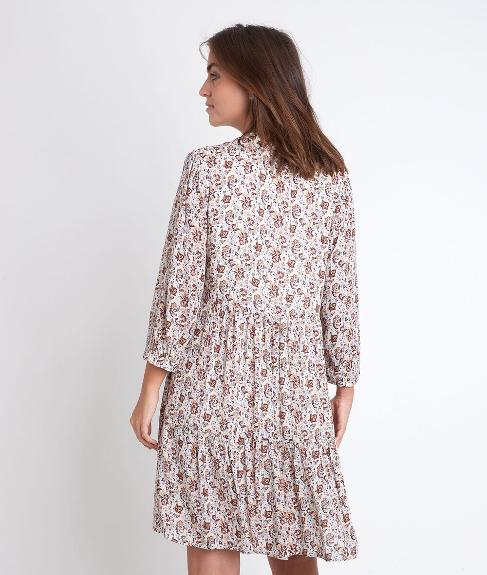 Robe imprimée nadège ecru.
