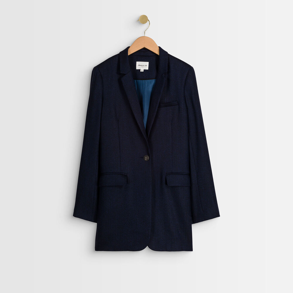 Veste longue à chevrons tamara marine.