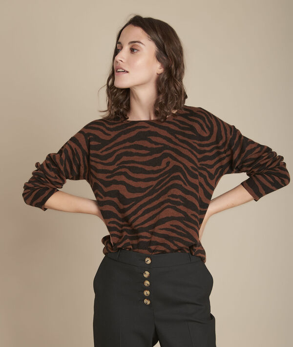 Pull acajou imprimé zèbre Felindra | 1-2-3 Pull acajou imprimé zèbre Felindra PhotoZ | 1-2-3